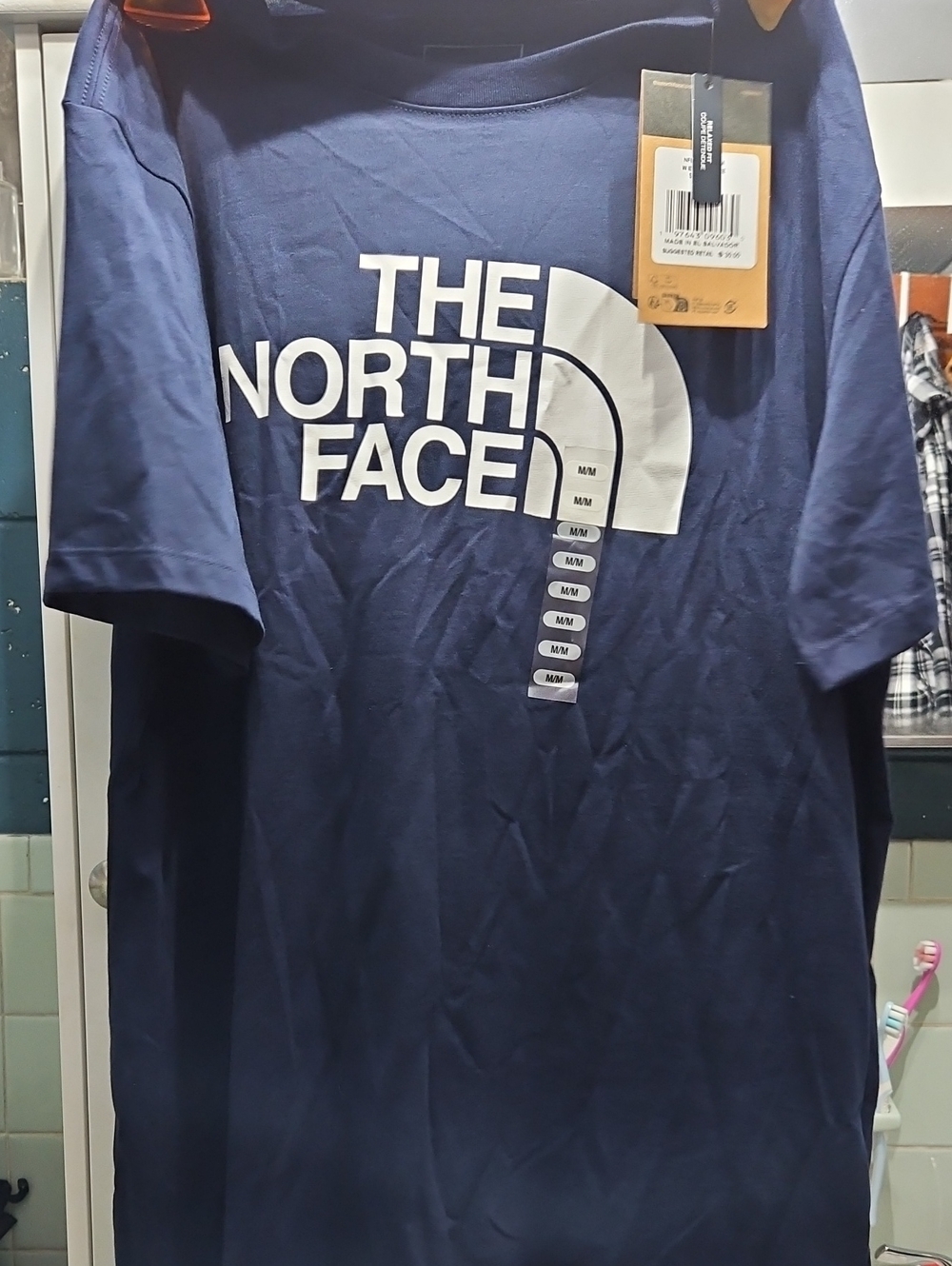 The North Face Navy Short-Sleeve Logo Tee Relaxed Fit Size M